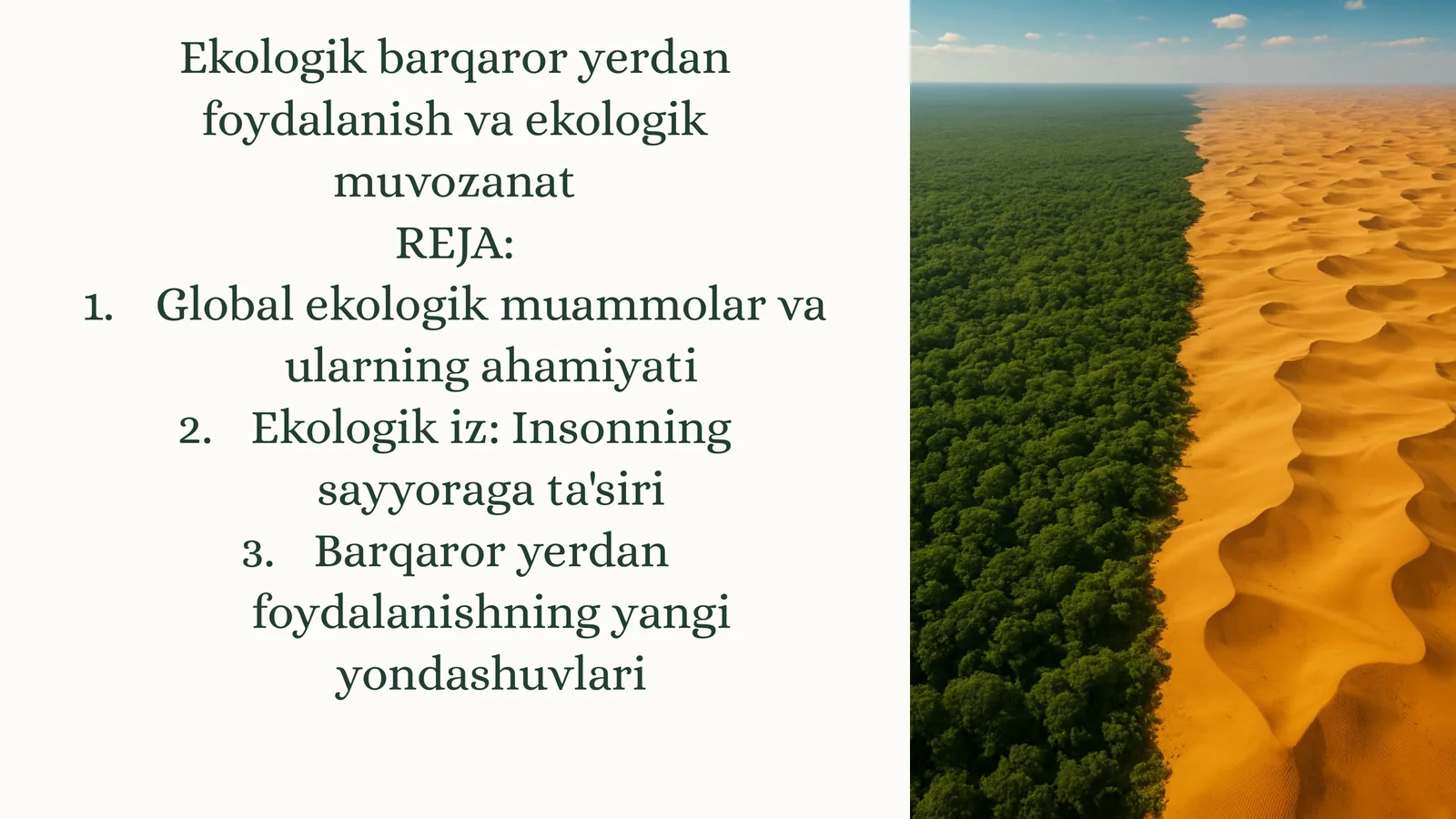 Ekologik barqaror yerdan foydalanish va ekologik muvozanat