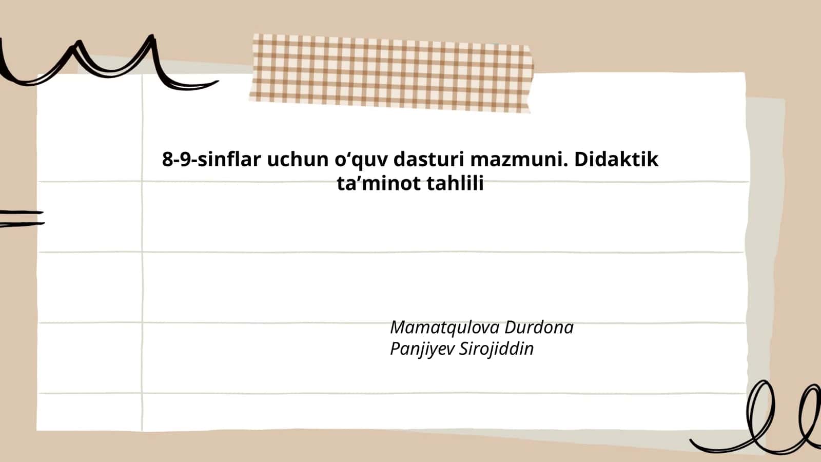 8-9-sinflar uchun oʻquv dasturi mazmuni. Didaktik taʼminot tahlili
