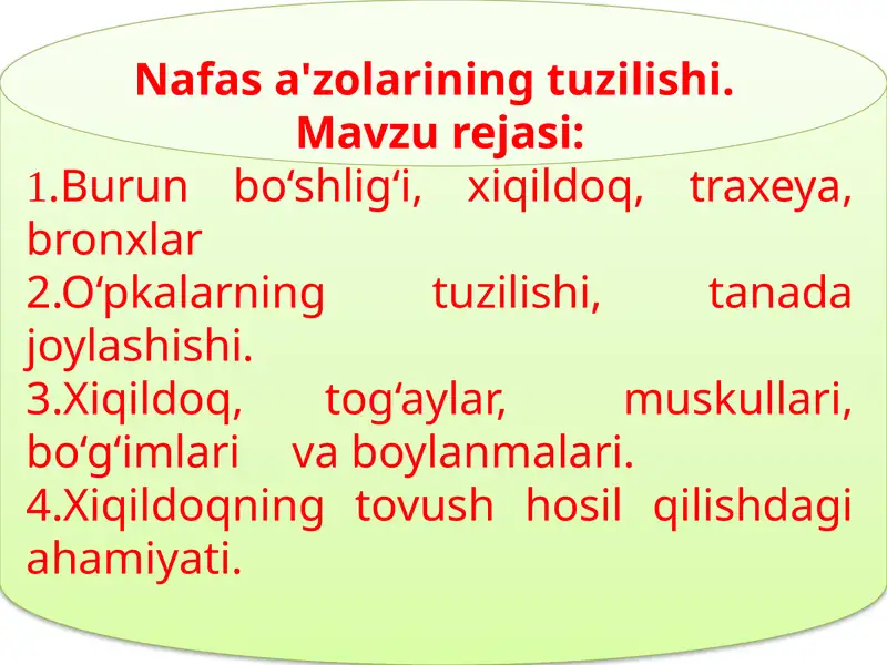 Nafas a'zolarining tuzilishi