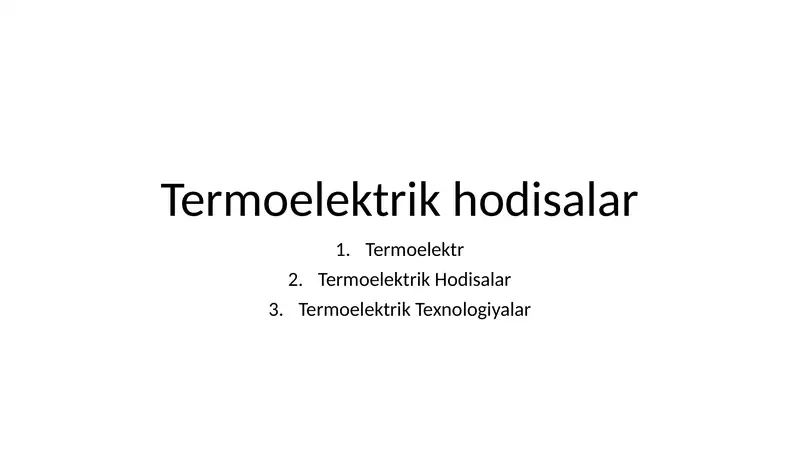 Termoelektrik hodisalar