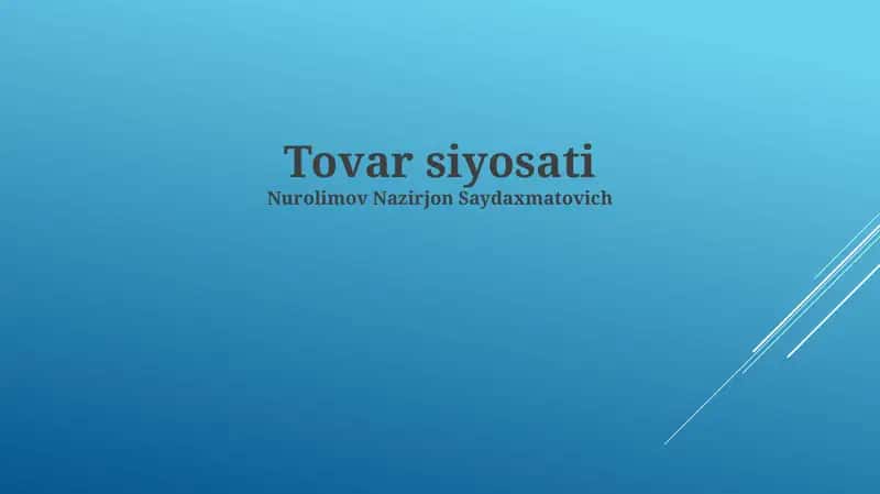 Tovar siyosati