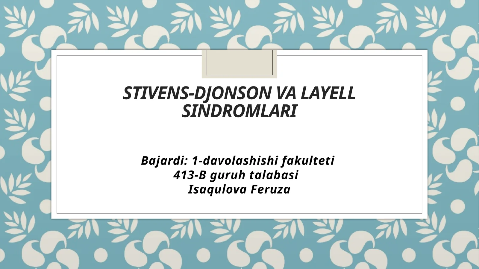 Stivens-djonson va layell sindromlari