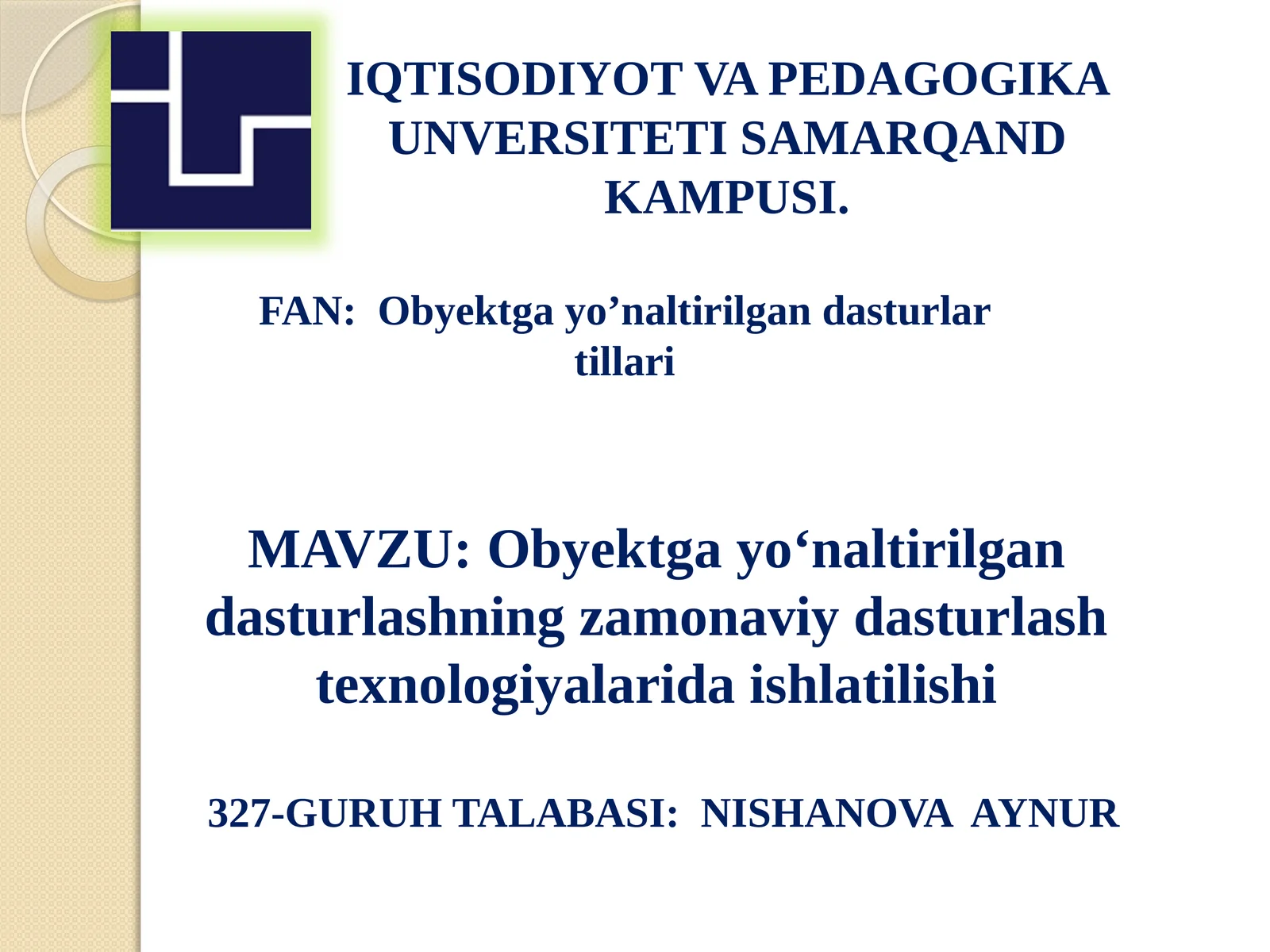 Obyektga yoʻnaltirilgan dasturlashning zamonaviy dasturlash texnologiyalarida ishlatilishi