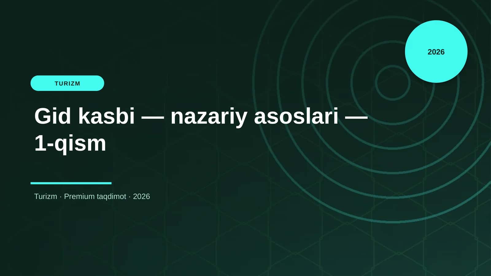 Gid kasbi — nazariy asoslari — 1-qism