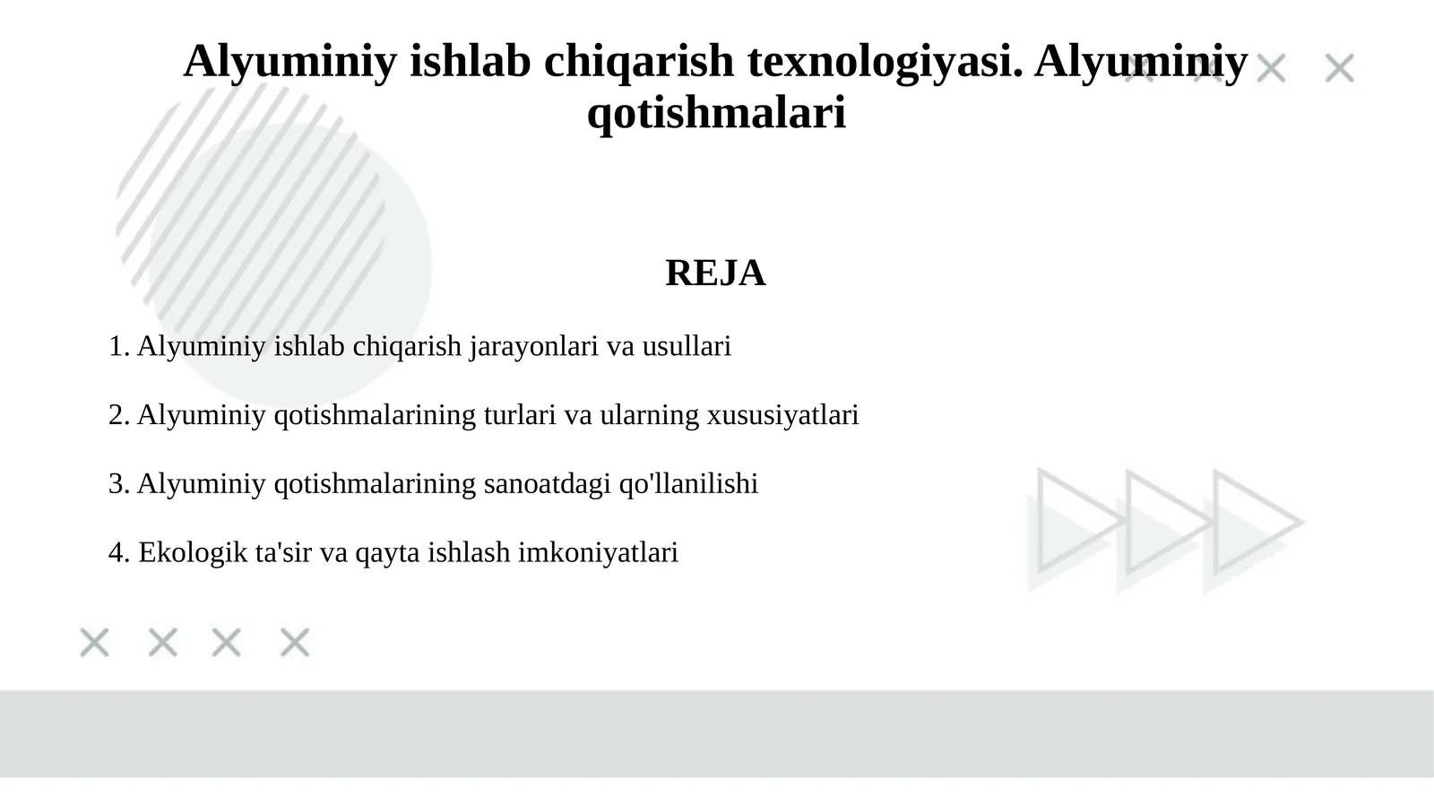 Alyuminiy ishlab chiqarish texnologiyasi. Alyuminiy qotishmalari