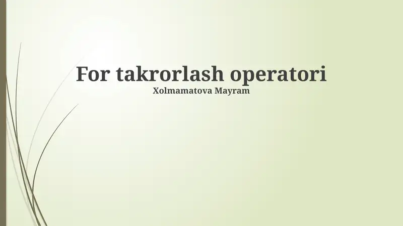 Takrorlash Operatorlari