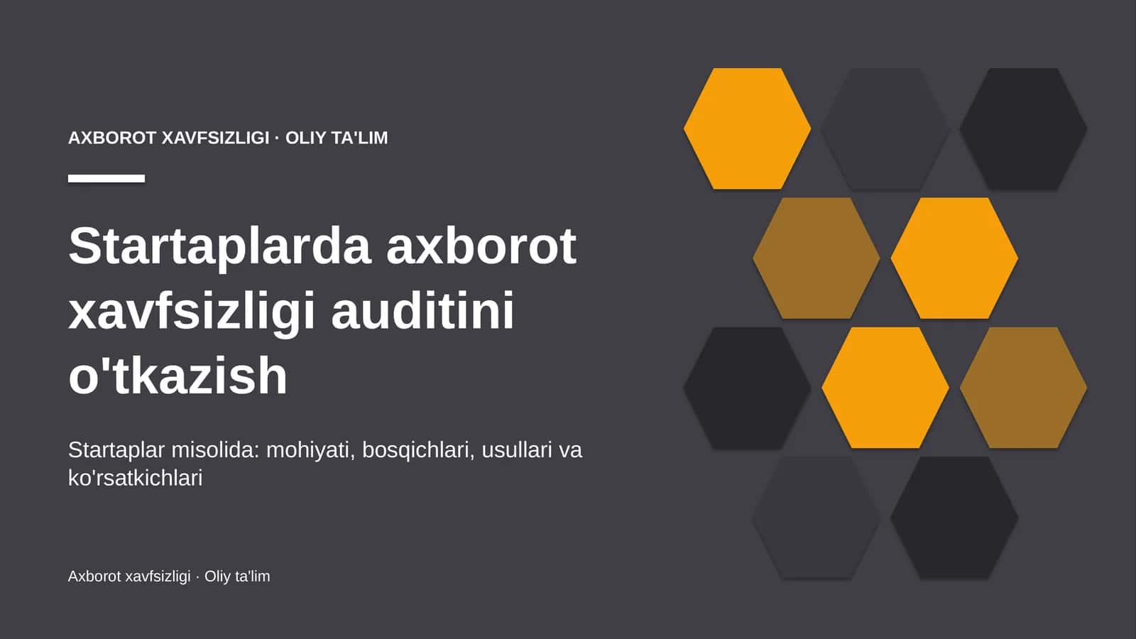 startaplarda axborot xavfsizligi auditini o'tkazish 4741