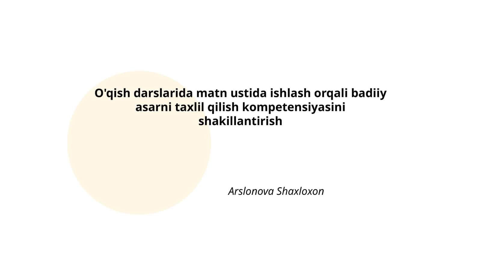 O'qish darslarida matn ustida ishlash orqali badiiy asarni taxlil qilish kompetensiyasini shakillantirish