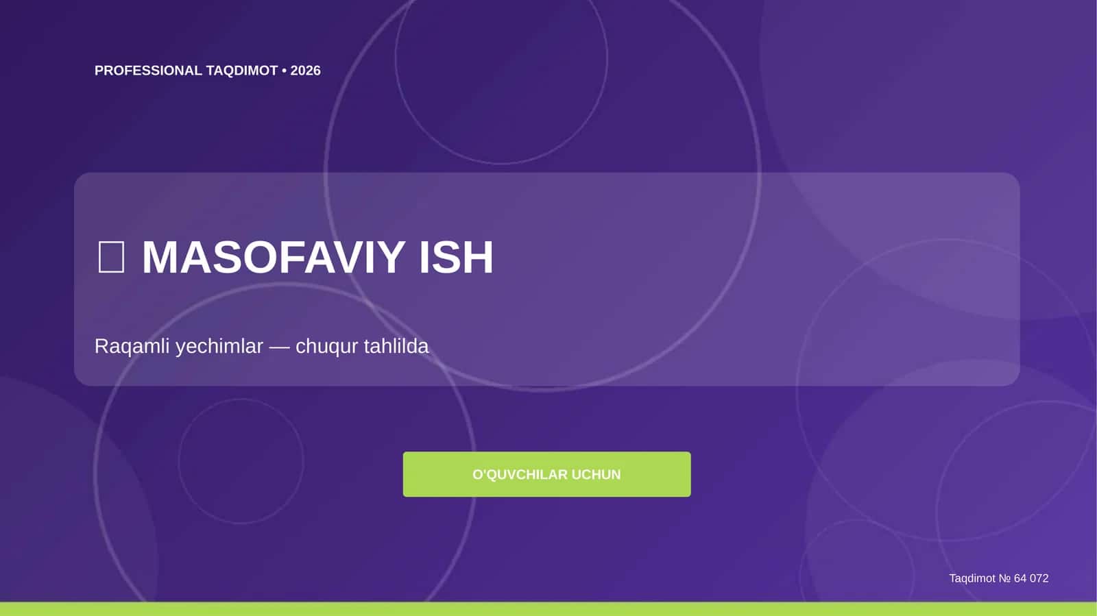 Masofaviy ish: raqamli yechimlar (chuqur tahlilda) [o'quvchilar uchun]