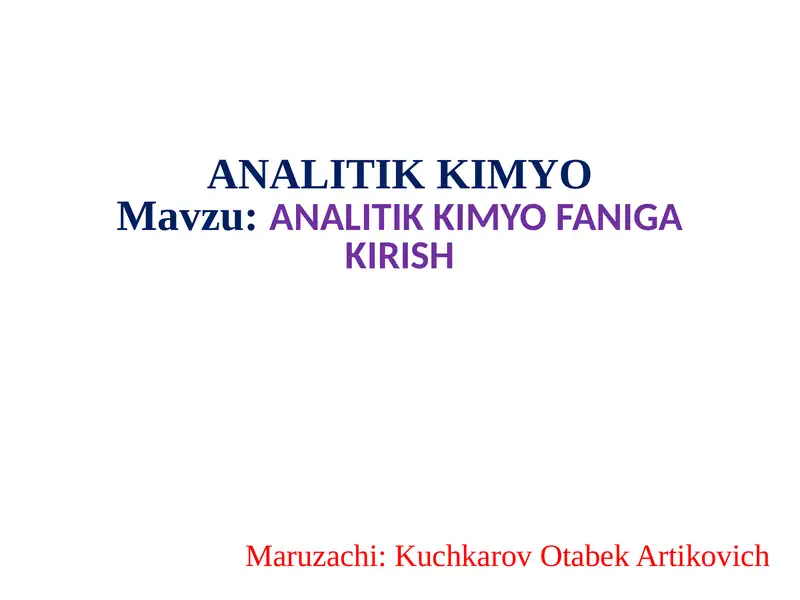 ANALITIK KIMYO