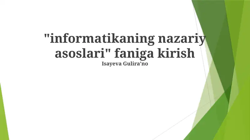 Informatikaning nazariy asoslari
