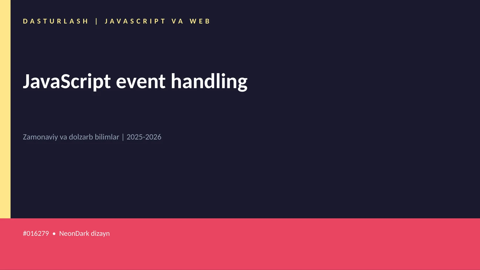 DASTURLASH | JAVASCRIPT VA WEB