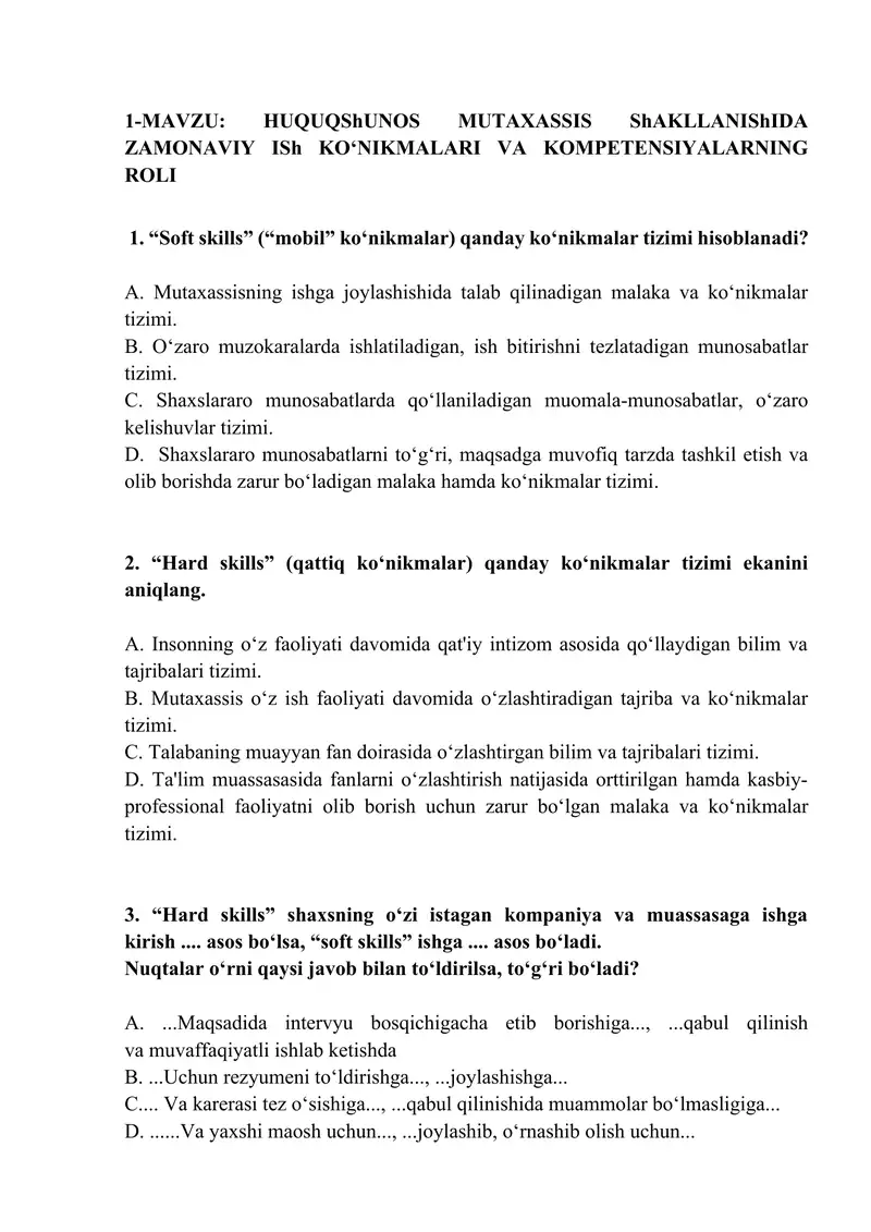 Metadologiya yakuniy test