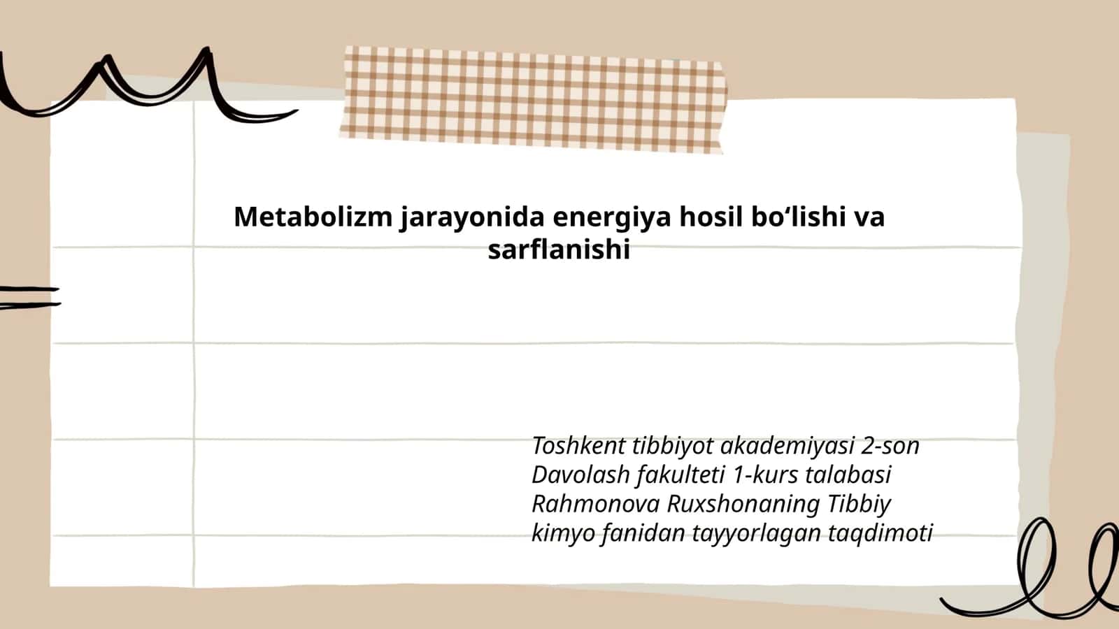Metabolizm jarayonida energiya hosil boʻlishi va sarflanishi