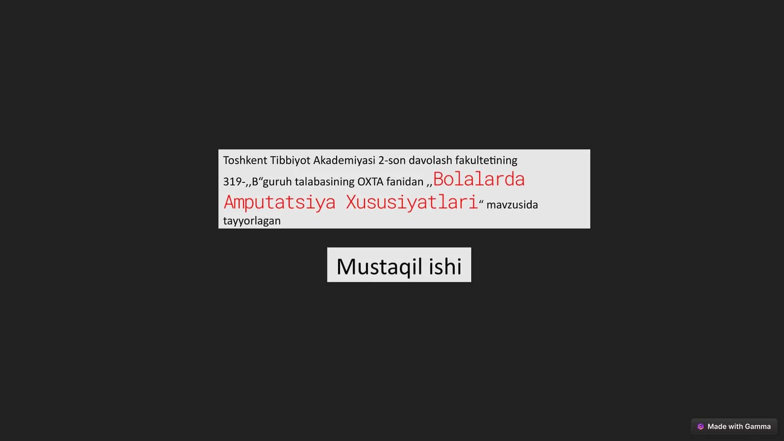 Bolalarda Amputatsiya Xususiyatlari