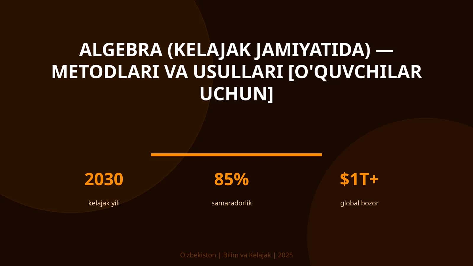 Algebra (Kelajak Jamiyatida) - Metodlari va Usullari [O'quvchilar Uchun]