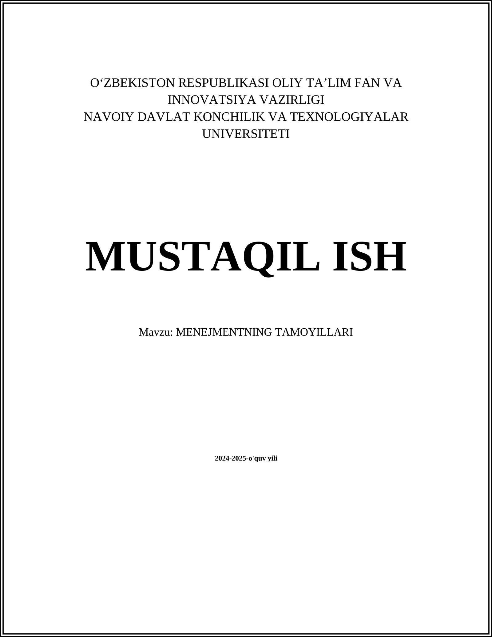 MENEJMENTNING TAMOYILLARI