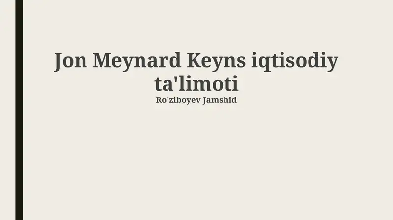 Jon Meynard Keyns iqtisodiy ta'limoti