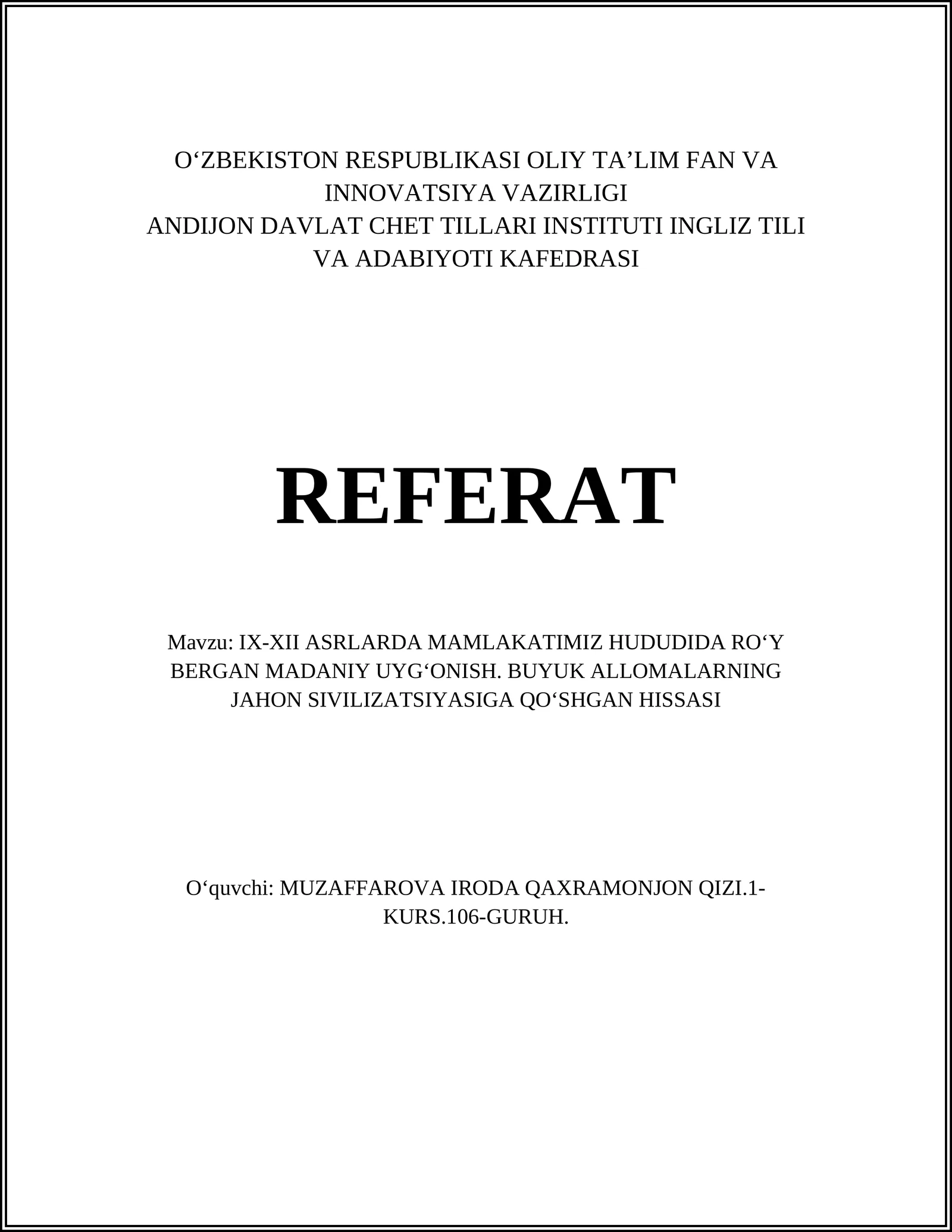 Temuriylar Davri Madaniy Uyg‘onishi