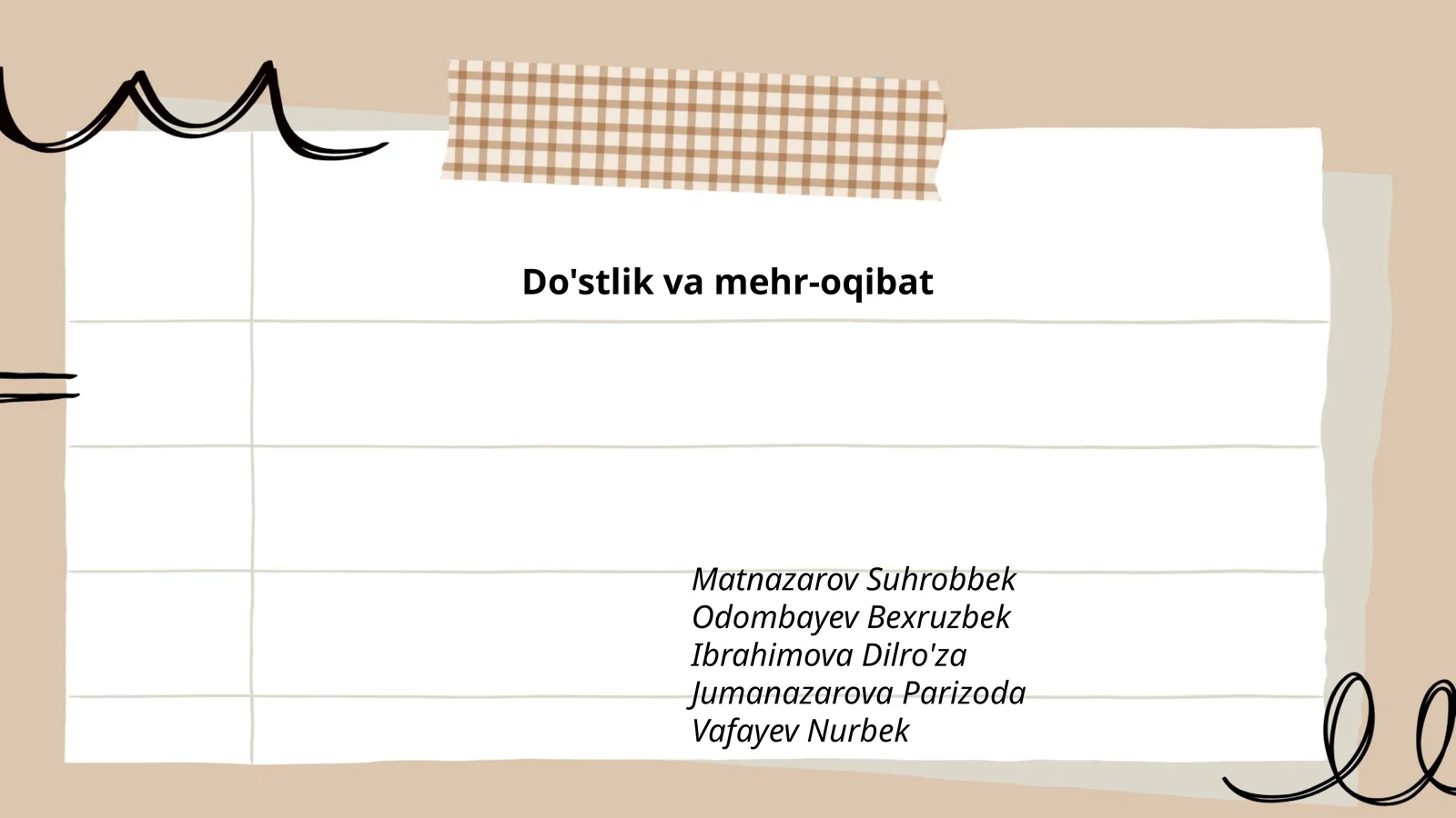 Do'stlik va mehr-oqibat