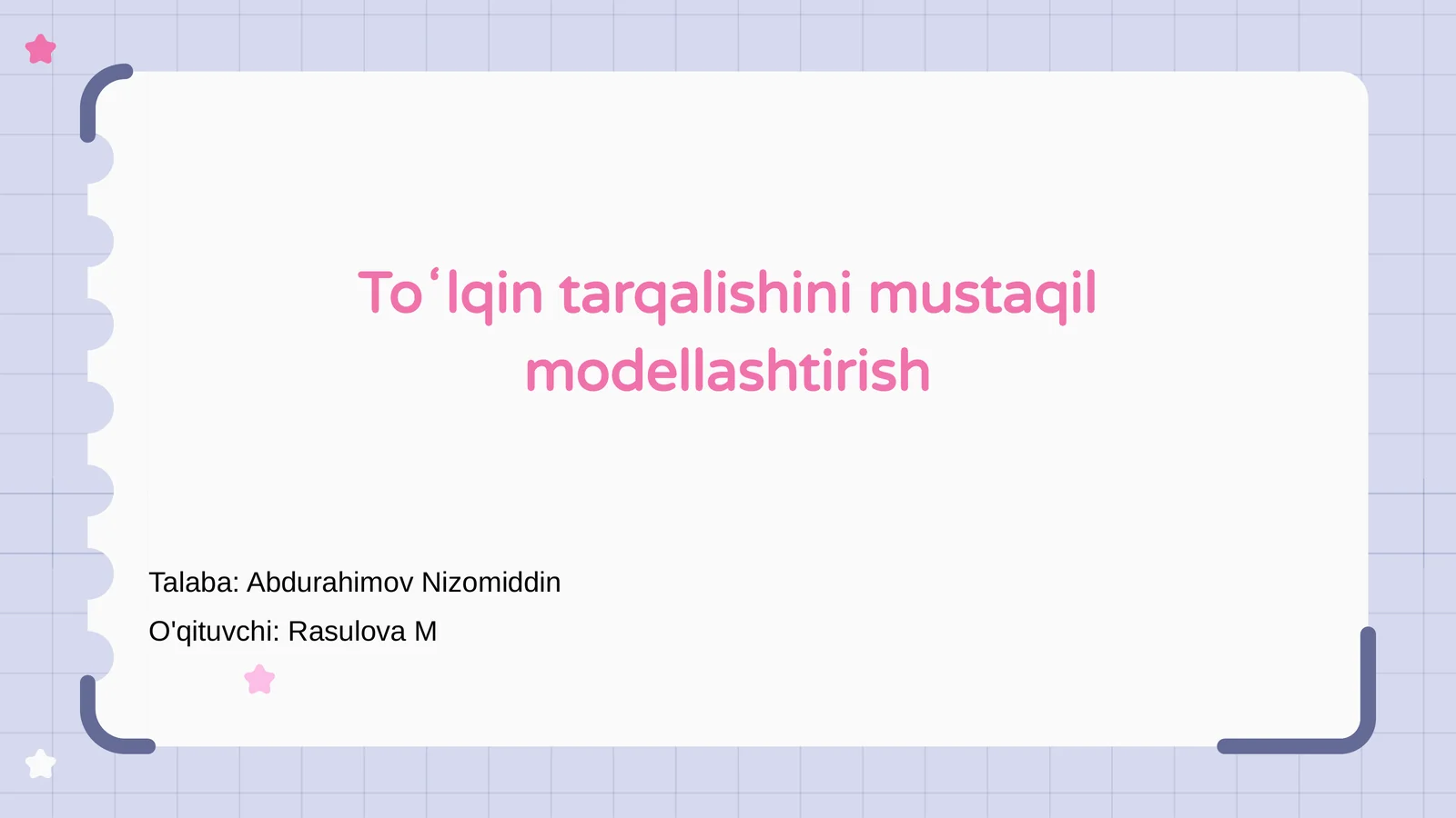Toʻlqin tarqalishini mustaqil modellashtirish
