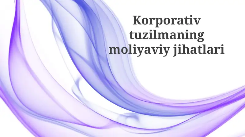 Korporativ tuzilmaning moliyaviy jihatlari