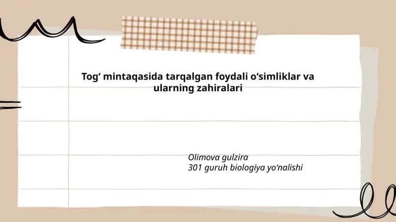 Togʻ mintaqasida tarqalgan foydali oʻsimliklar va ularning zahiralari
