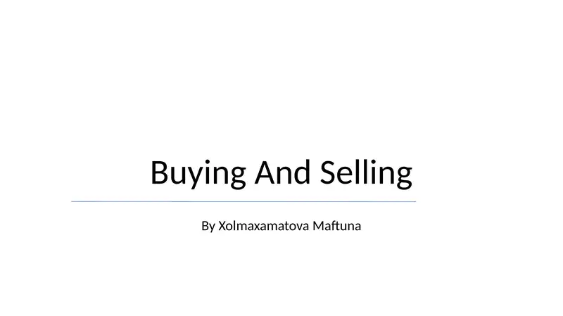 Buying And Selling