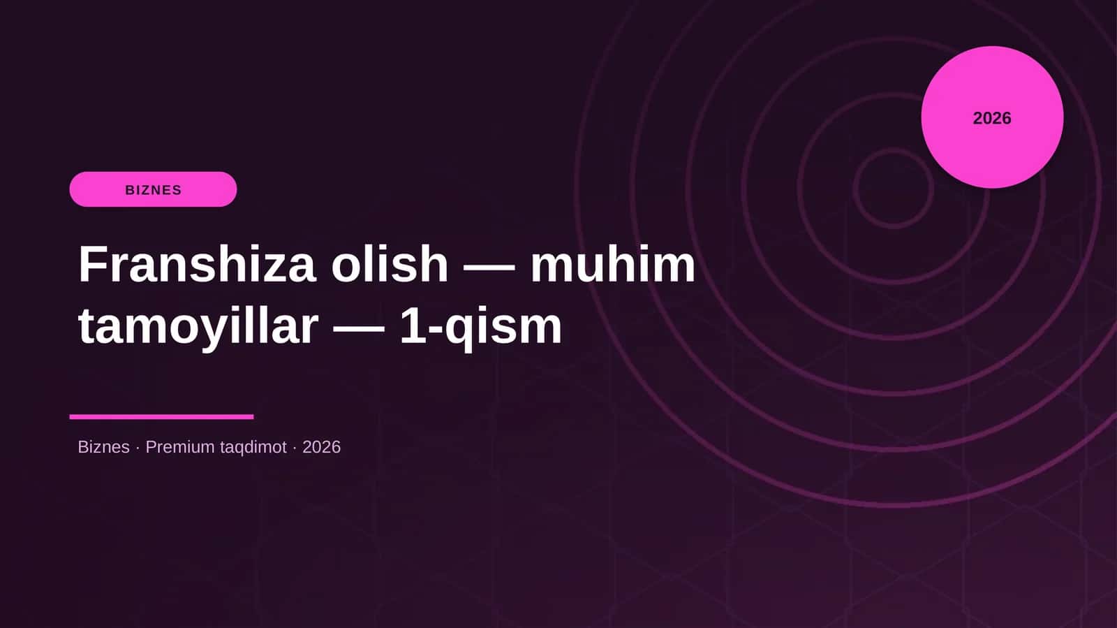 Franshiza olish — muhim tamoyillar — 1-qism