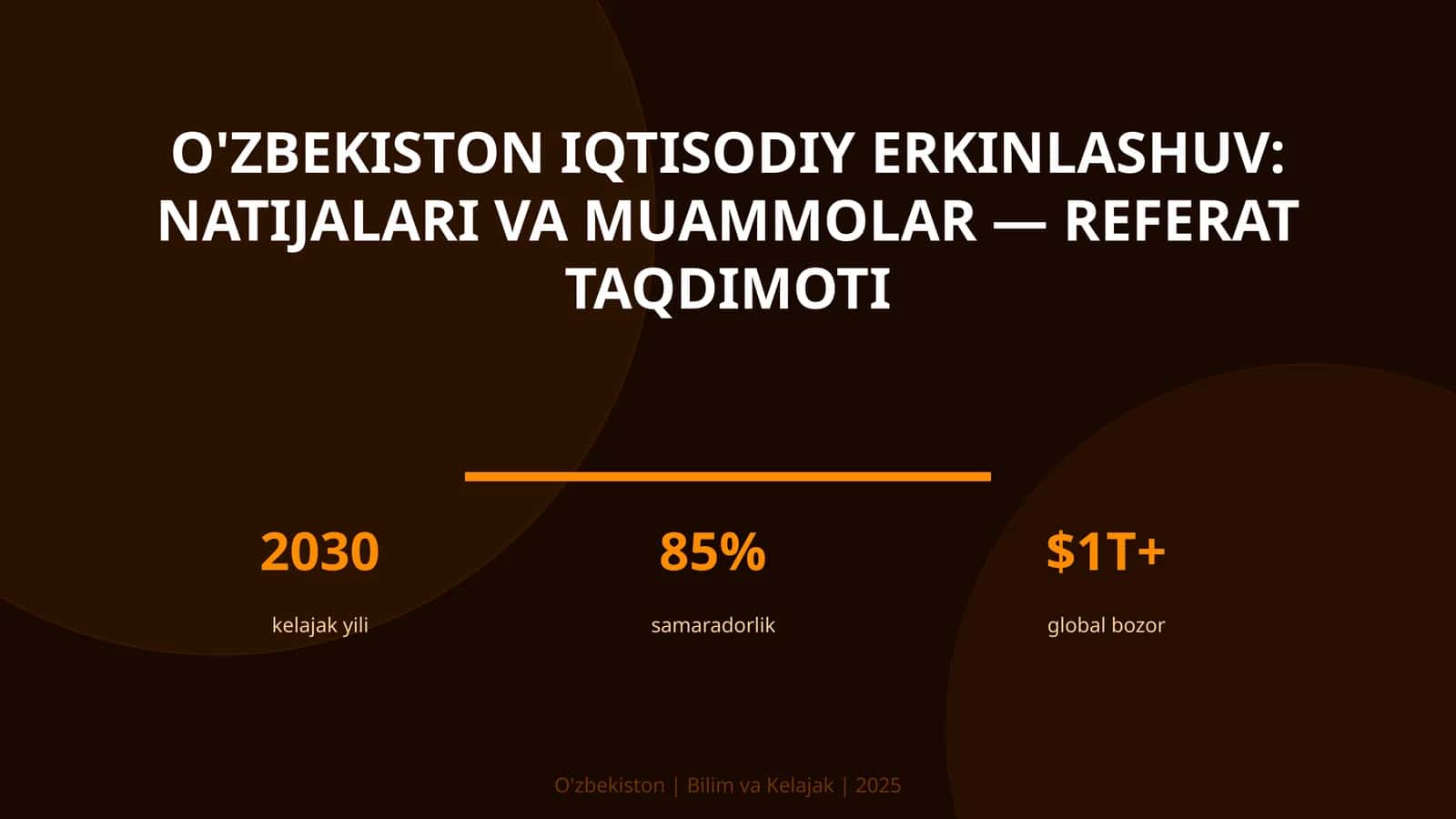 O'zbekiston Iqtisodiy Erkinlashuv: Natijalari va Muammolar — Referat Taqdimoti