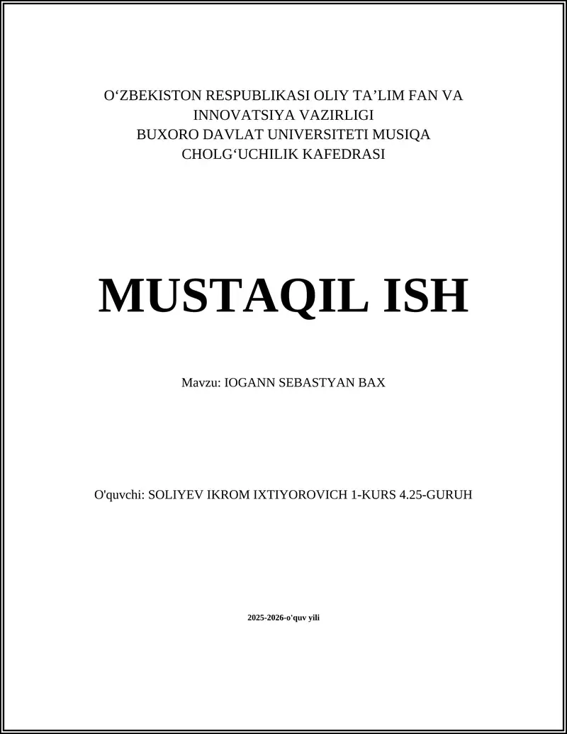 IOGANN SEBASTYAN BAX