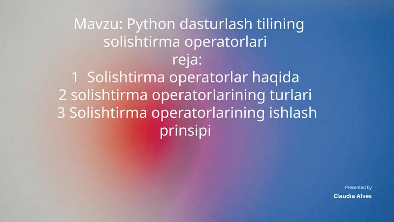 Python dasturlash tilining solishtirma operatorlari