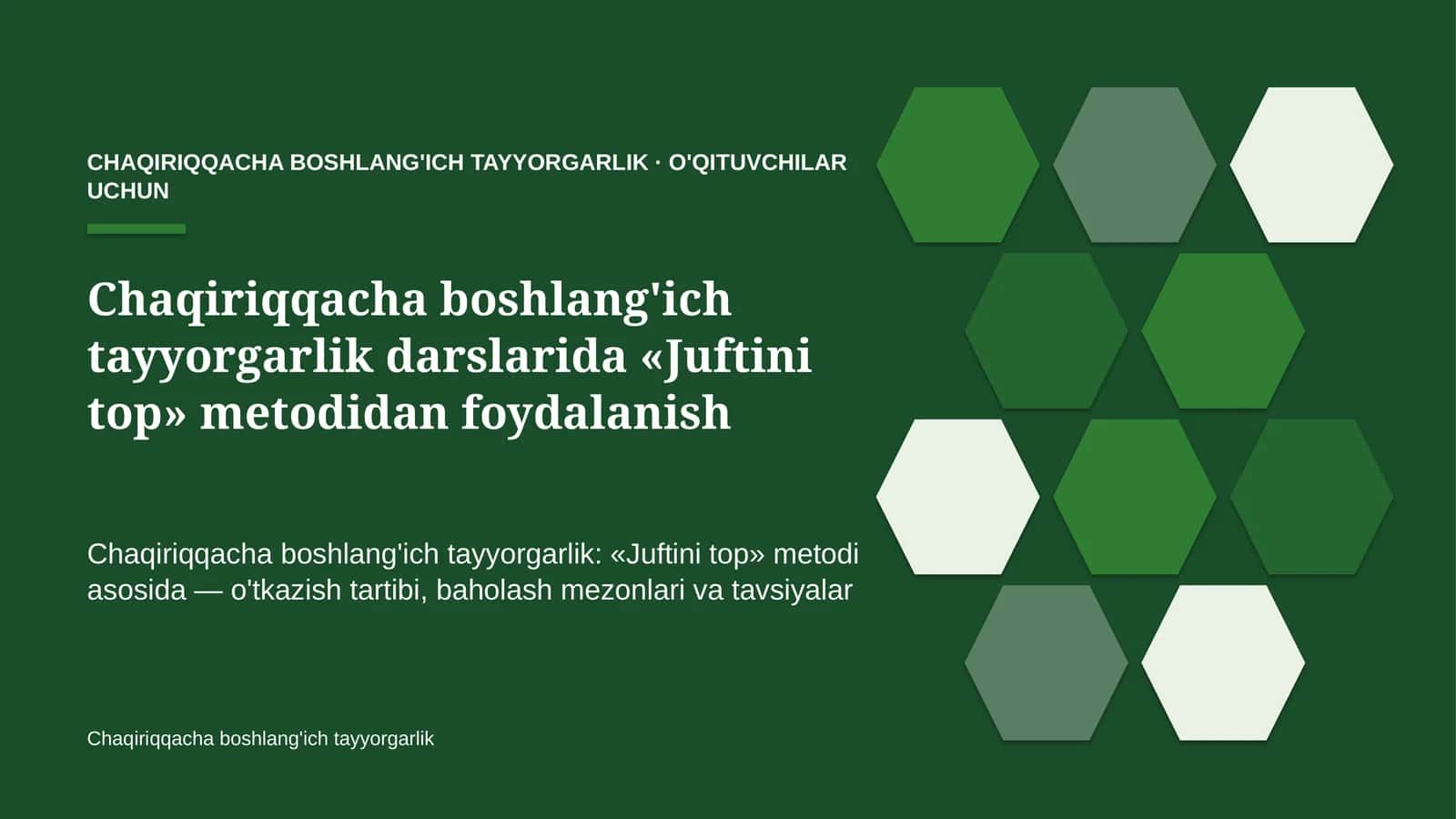 chaqiriqqacha boshlang'ich tayyorgarlik darslarida juftini top metodidan foydalanish 1138