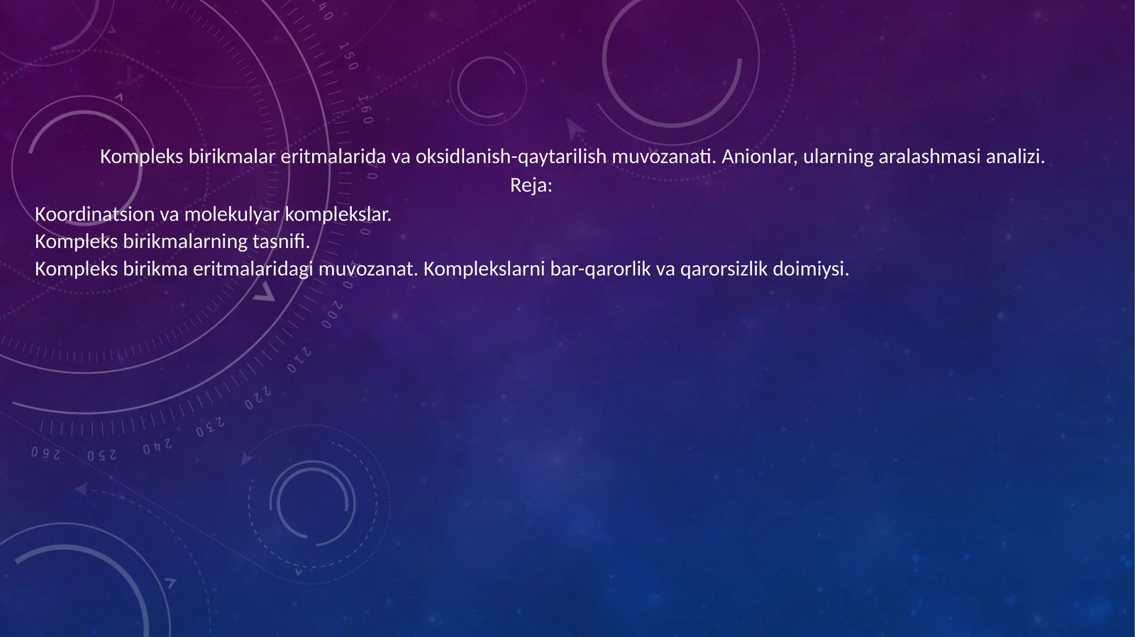 Kompleks birikmalar eritmalarida va oksidlanish-qaytarilish muvozanati