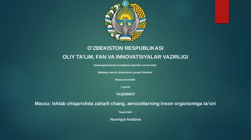 Zaharli chang va aerozollarning inson salomatligiga ta'siri
