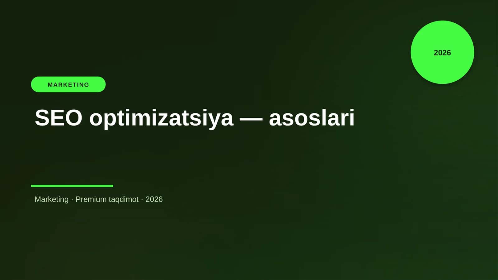 SEO optimizatsiya — asoslari