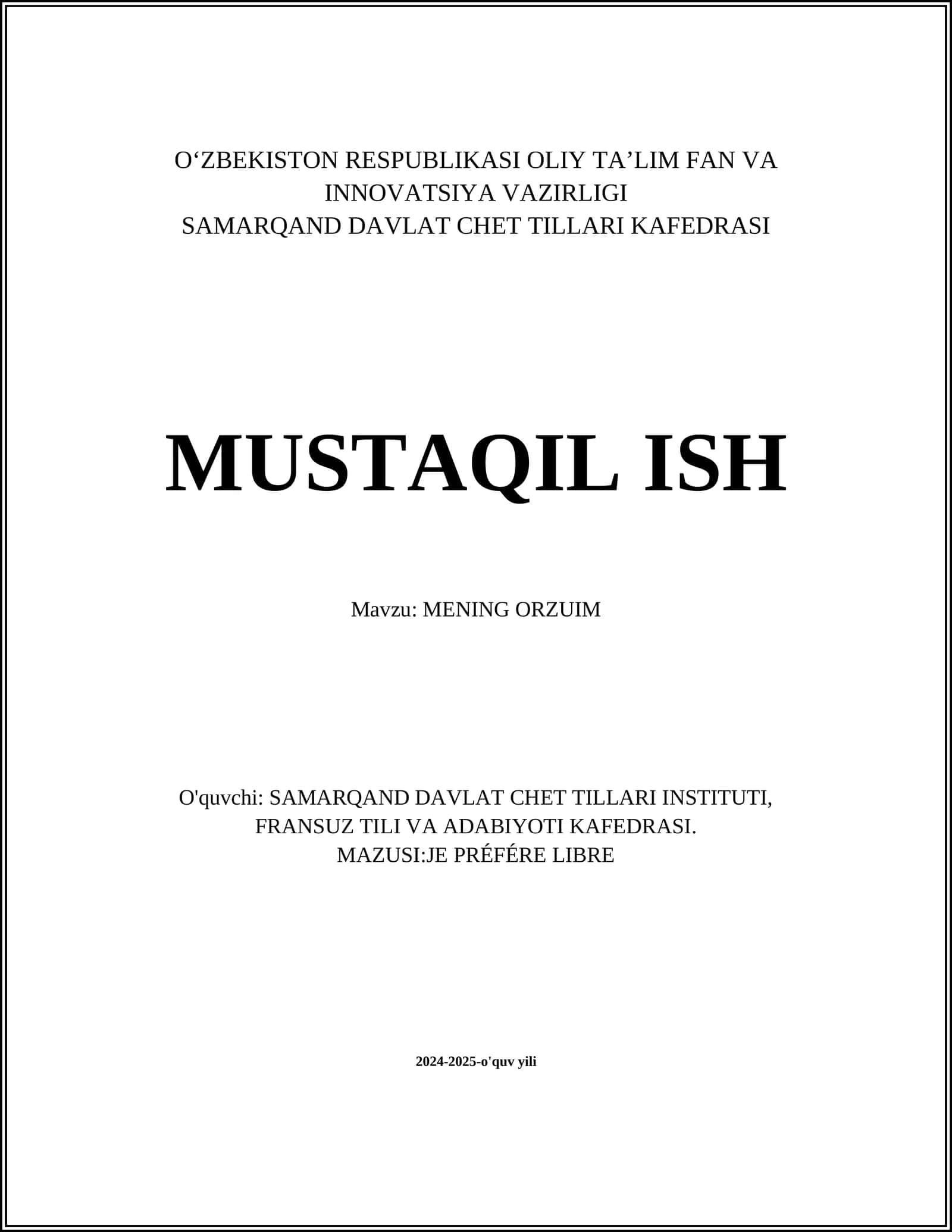 MENING ORZUIM
