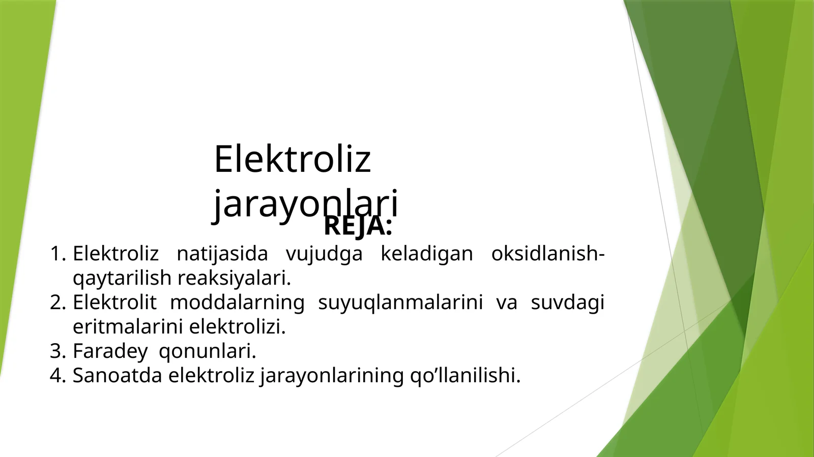 Elektroliz jarayonlari