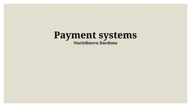 Payment systems
