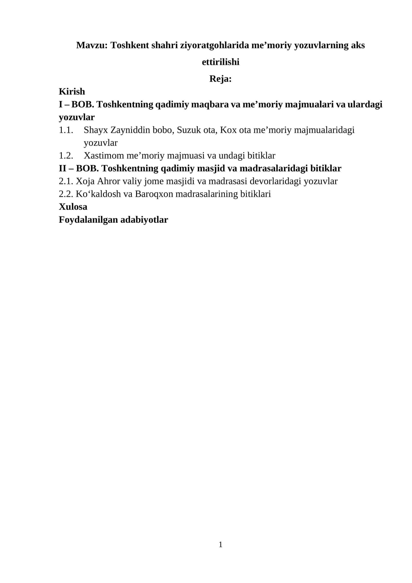 Toshkent shahri ziyoratgohlarida me’moriy yozuvlarning aks ettirilishi
