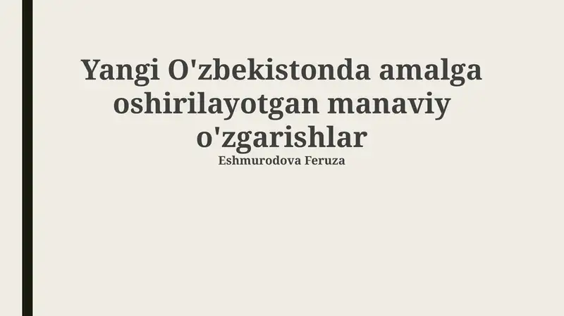 Ma'naviy Yangilanishning Mohiyati va Asosiy Tamoyillari
