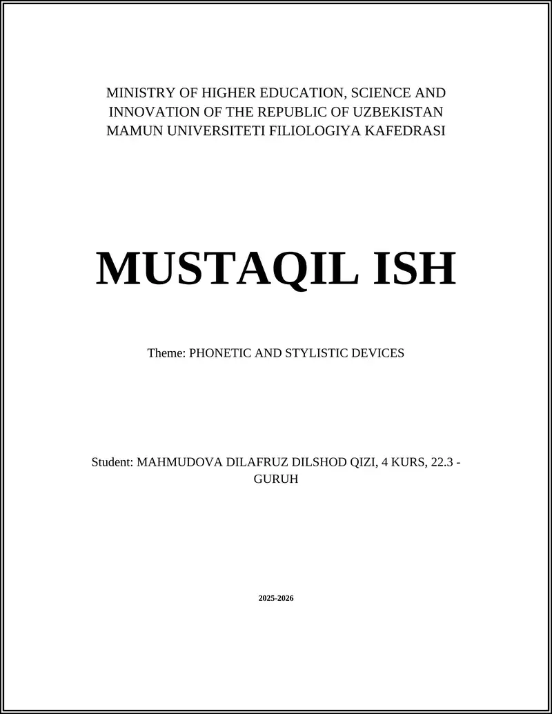 PHONETIC AND STYLISTIC DEVICES