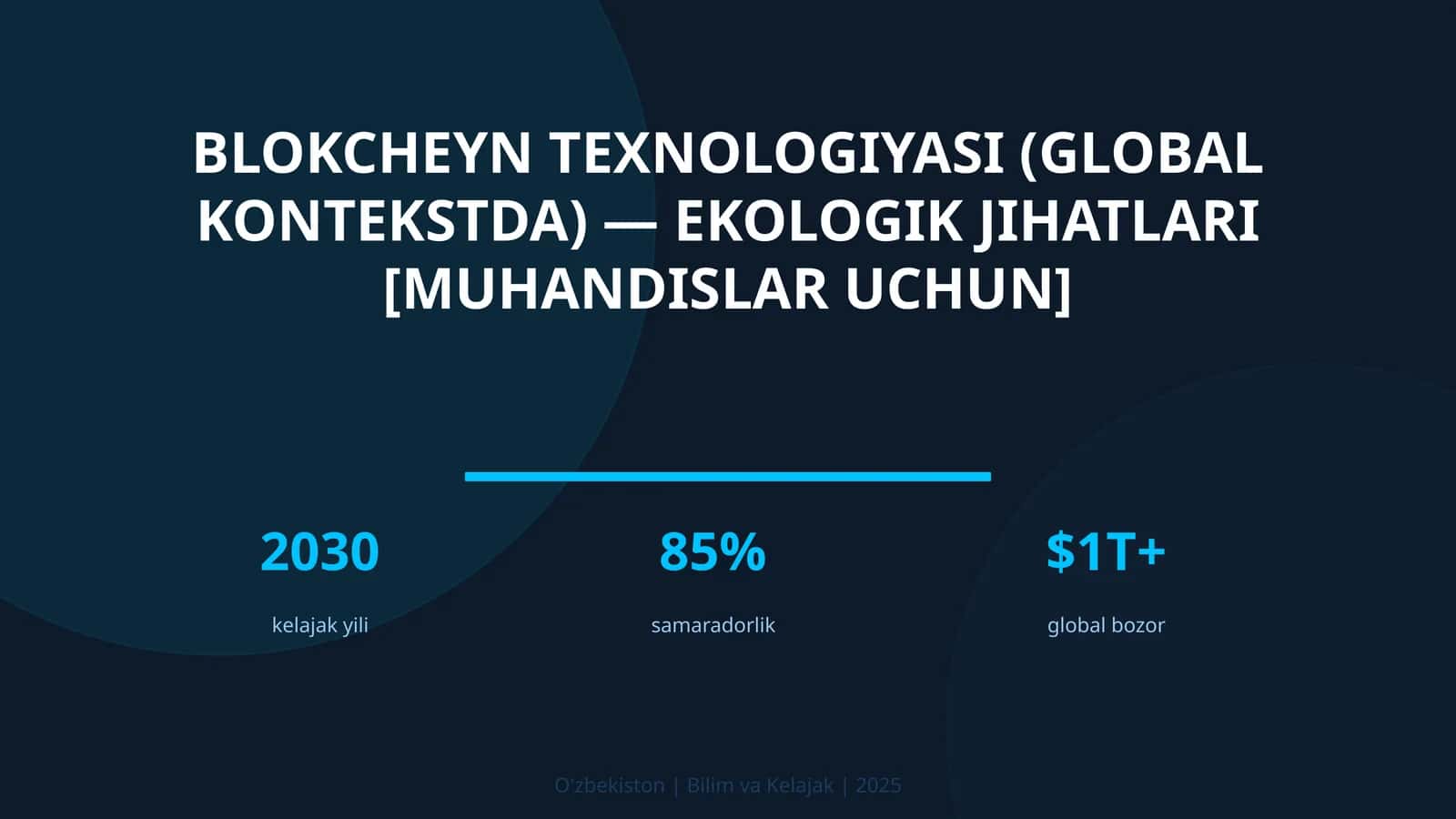 Blokcheyn texnologiyasi (global kontekstda) — ekologik jihatlari [muhandislar uchun]