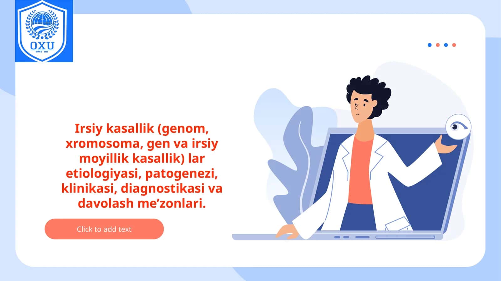 Irsiy kasalliklar etiologiyasi, patogenezi, klinikasi, diagnostikasi va davolash
