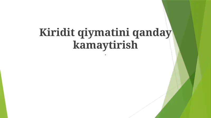 Aqlli Kreditlash va Reyting