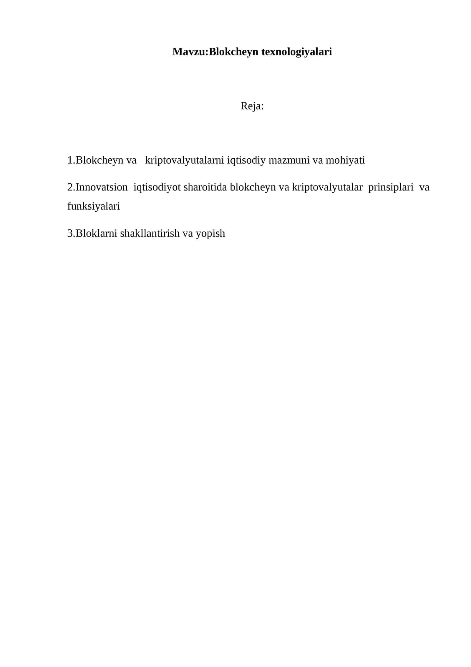 Blokcheyn texnologiyalari