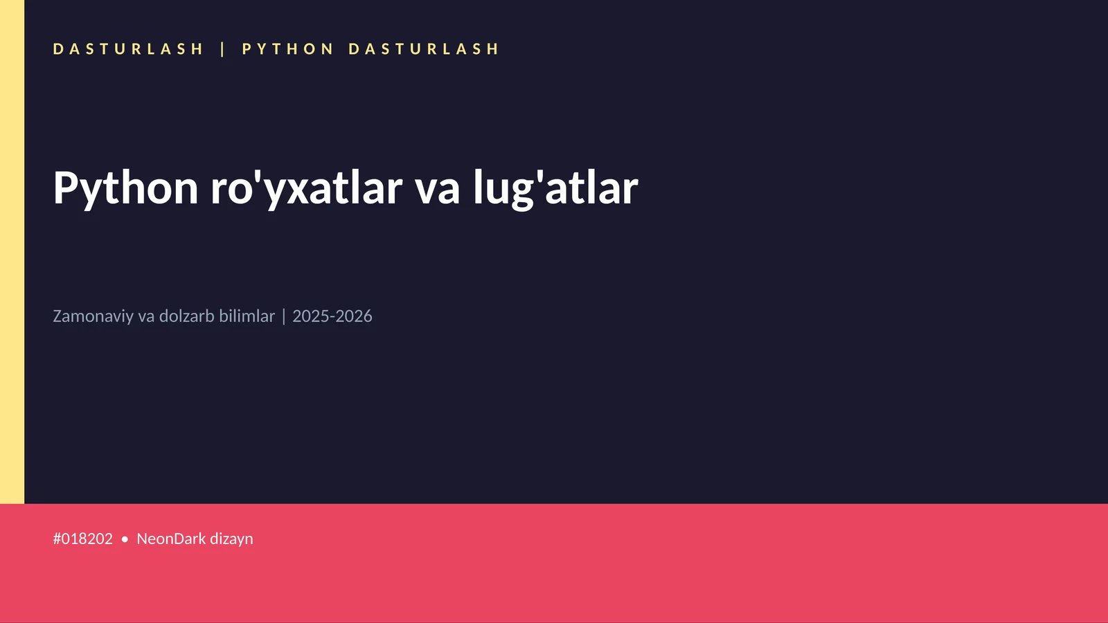 DASTURLASH | PYTHON DASTURLASH