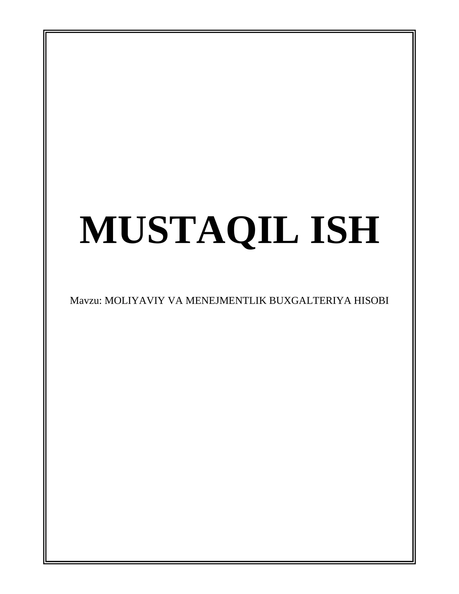 Moliyaviy va menejmentlik buxgalteriya hisobi