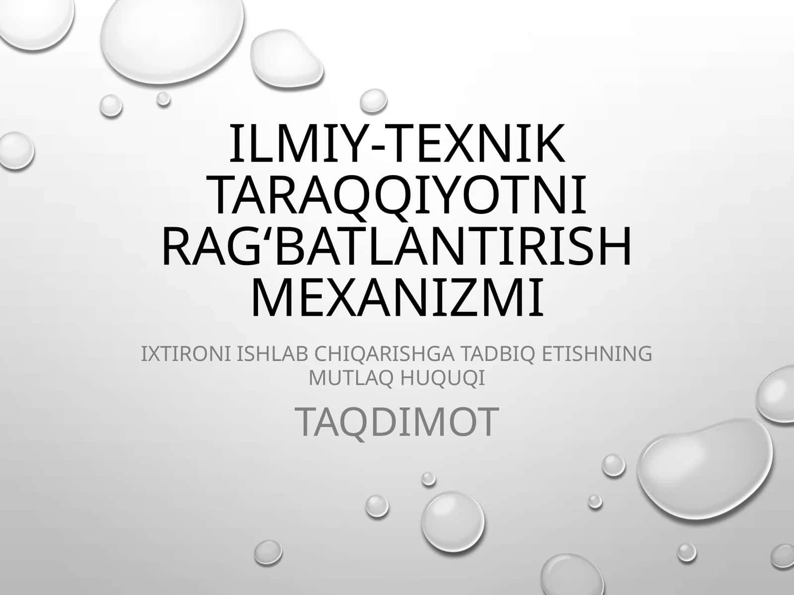 Ilmiy-Texnik Taraqqiyotni Rag‘batlantirish Mexanizmi