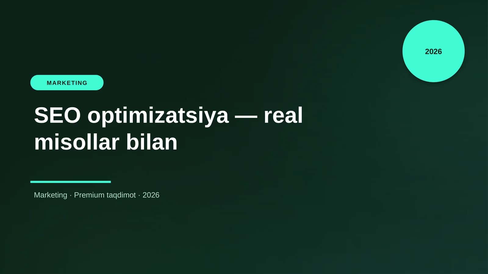 SEO optimizatsiya — real misollar bilan
